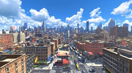 Aufkleber - Vibrant Cityscape Under a Sunny Sky