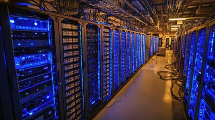 Poster - Illuminated Server Racks In Modern Data Center