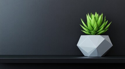 Aufkleber - Geometric planter holds a vibrant green succulent plant