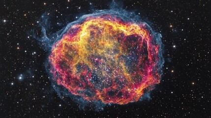 Poster - A vibrant supernova remnant glows brightly in space