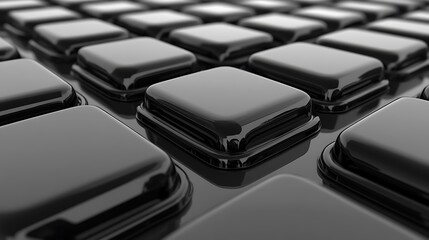Abstract Black Square Buttons Glossy Surface