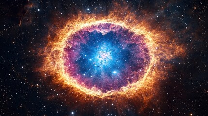Poster - A Celestial Ring Nebula Cosmic Dust and Stars