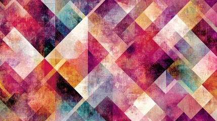 Poster - Abstract Geometric Design with Textured Triangles and Diamonds