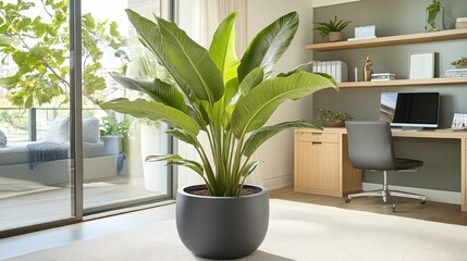 Aufkleber - Bird of Paradise Plant in Modern Home Office Decor