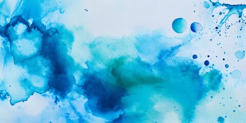 Aufkleber - watercolor background featuring soft blue and turquoise stains blending into organic, fluid shapes