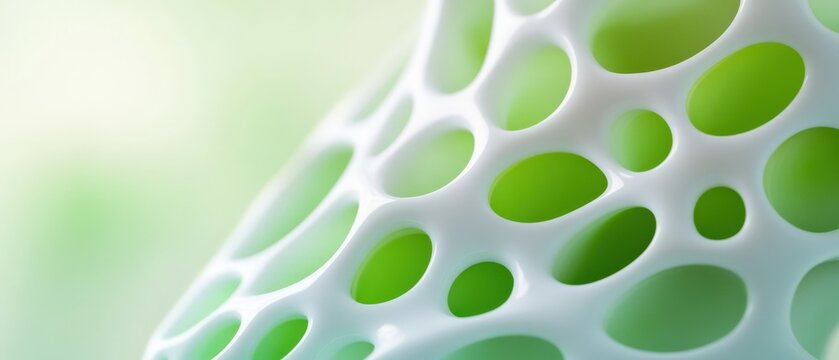 Abstract 3d rendering of white and green organic structure.