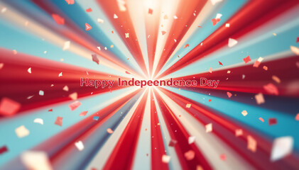 Wall Mural - Red and blue rays radiating from the center, creating a starburst effect. The text 