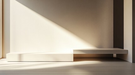 Aufkleber - Minimalist Room Interior Design Featuring Modern Bench