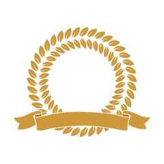 Wall Mural - gold award laurel wreath with ribbon and empty place for name of winner. champion reward vector illu
