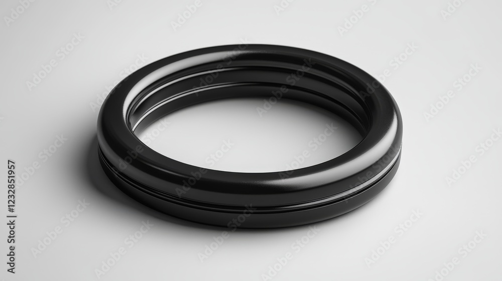 Durable rubber sealing ring with smooth glossy finish on gray background