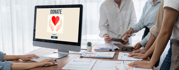 Fototapete - Online donation platform offer brisk money sending system for people to transfer on the internet