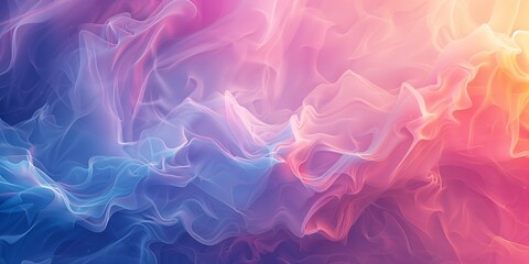 Poster - Abstract background with colorful smoke waves and soft lighting, creating an ethereal atmosphere for design use.