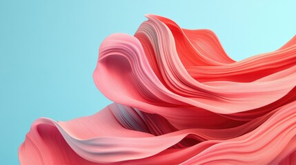 Poster - Abstract Coral Swirls Against A Light Blue Background