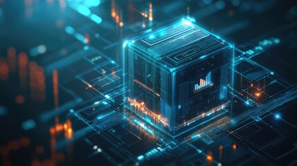 Poster - Futuristic Digital Cube Data Visualization System