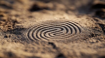 Poster - Sand Spiral Pattern Drawn In Beach Sand