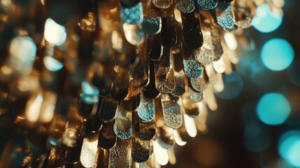 Poster - Golden Sequins Cascading in Shimmering Light