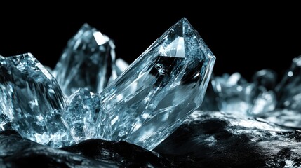 Poster - Crystalline formations gleaming on dark surface