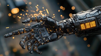 Poster - Advanced Robotic Hand with Glowing Internal Components