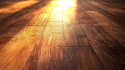 Poster - Warm Light Illuminates Dark Wooden Floor Planks