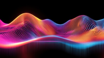Poster - Abstract Neon Wave Lines Vibrant Colors Pattern