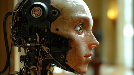 Poster - A Sophisticated Robotic Head Design Featuring Visible Internal Components