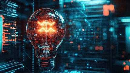 Poster - Illuminated Lightbulb Symbolizing Digital Innovation and Technology