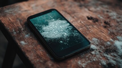 Poster - Smartphone screen displays glittering cosmic dust
