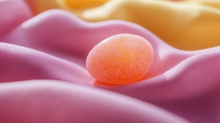 Poster - A sugared candy rests on pink and yellow silk
