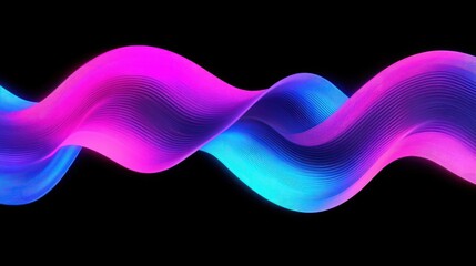 Aufkleber - Abstract Neon Waves Flowing Dynamically Across Black
