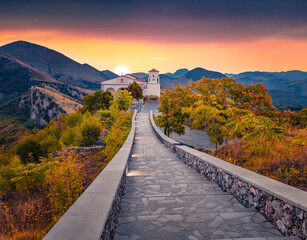 Wall Mural - exciting summer view of san biagio catholic church, santa caterina village location, italy, europe. 