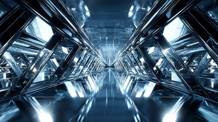 Poster - Abstract Futuristic Metallic Corridor Design