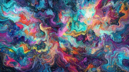 Poster - Abstract Swirling Cosmic Paint Landscape