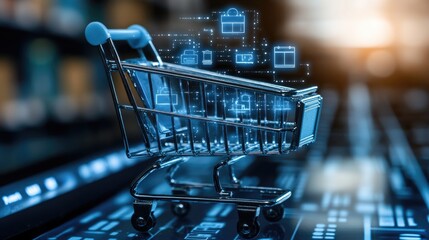 Poster - Shopping Cart Illustrating Digital Ecommerce Transactions