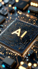 Poster - Stock microchip with AI-enhanced microprocessor