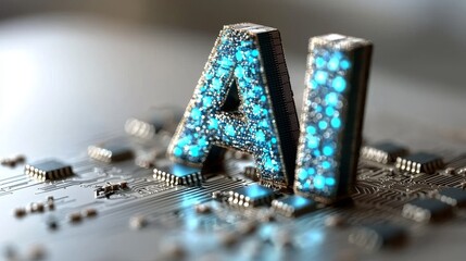 Aufkleber - a motherboard featuring ai technology, showcasing a concept of stock ai with chips and an ic on the 