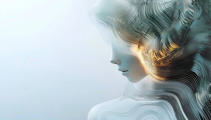 Poster - a complex circuit layout adorns an ai symbol set against a white background, with colorful, flowing 