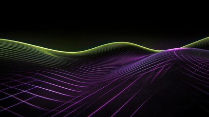 Leinwandbilder - Abstract Wavy Lines Illuminated In Purple And Green Hues