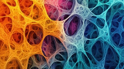 Poster - Vibrant Abstract Patterns of Interconnected Web-Like Structures