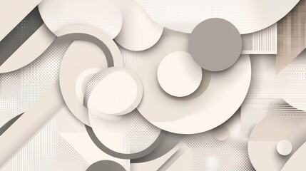 Poster - Abstract Beige and Gray Geometric Circles Design