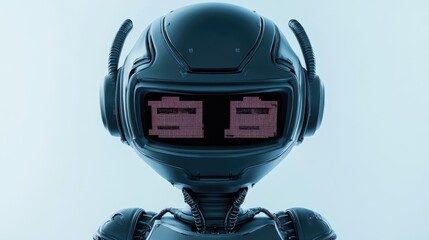 Poster - Futuristic Robot Displays Digital Information On Its Face