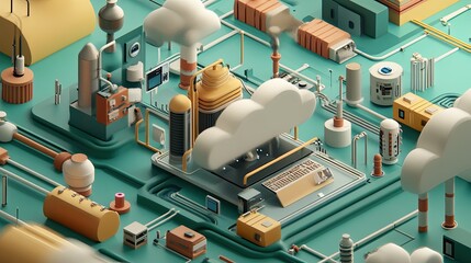 Poster - Abstract Cloud Computing Industrial Complex Visualization