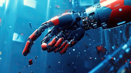 Poster - Advanced Robotic Hand Reaching Forward in Futuristic Setting