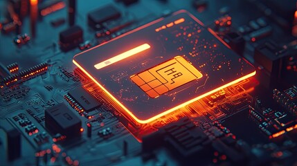 Poster - Illuminated Microchip Integrated Circuit Board Technology