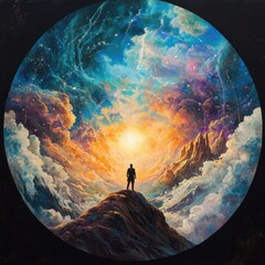 Poster - Cosmic Journey Through Vibrant Clouds and Celestial Light Effects