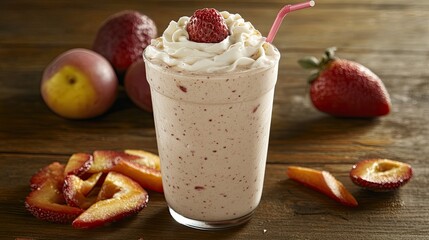 Poster - Creamy Strawberry Peach Smoothie Delightful Treat