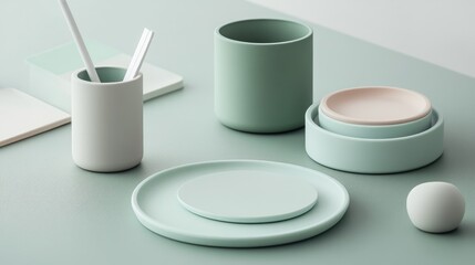Poster - Minimalist Green Desk Organizers and Stationary