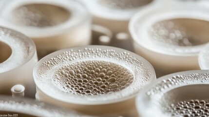 Poster - Closeup of Condensation on Multiple Small Round Containers