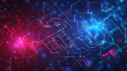 Poster - Abstract Digital Technology Background with Red and Blue Effects