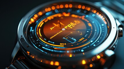Poster - Futuristic Smartwatch Displays Health Metrics Data