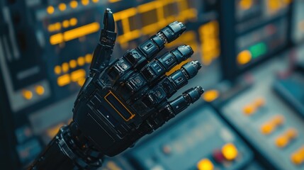 Poster - A Detailed Closeup Of A Futuristic Robotic Hand